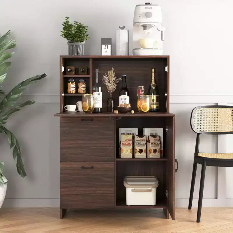 Meuble de rangement Okak avec 1 porte et 2 tiroirs, bureau pliant, armoire pour la maison, le bureau, la cuisine, le dortoir, les petits espaces