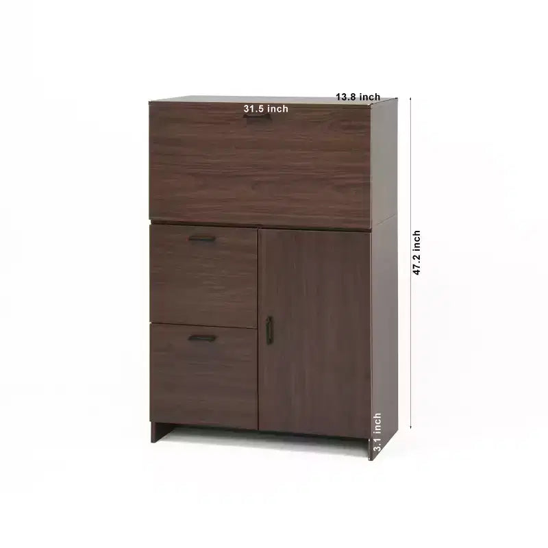 Meuble de rangement Okak avec 1 porte et 2 tiroirs, bureau pliant, armoire pour la maison, le bureau, la cuisine, le dortoir, les petits espaces