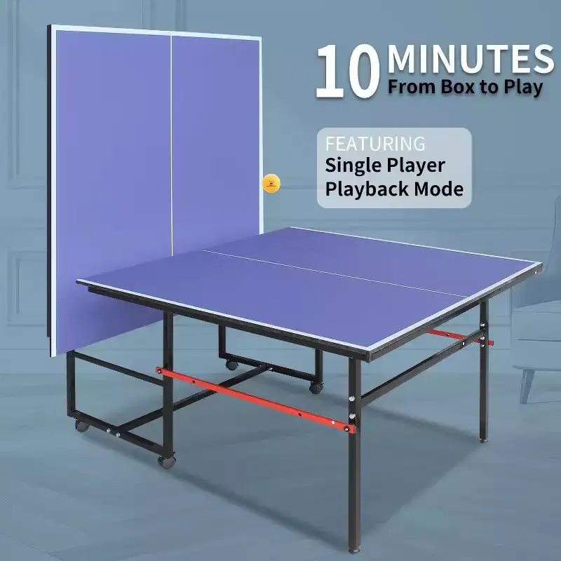 Tables de tennis de table portables professionnelles d'extérieur, table de ping-pong pliable avec filet, 2 raquettes et 3 balles, mode lecture individuelle