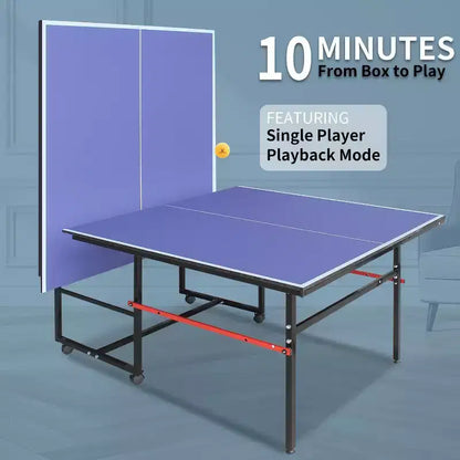 Tables de tennis de table portables professionnelles d'extérieur, table de ping-pong pliable avec filet, 2 raquettes et 3 balles, mode lecture individuelle