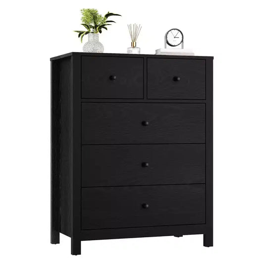 GustoWave 5-Drawer Tall Dresser Modern Wooden Storage Organizer for Bedroom Entryway Hallway Home Office