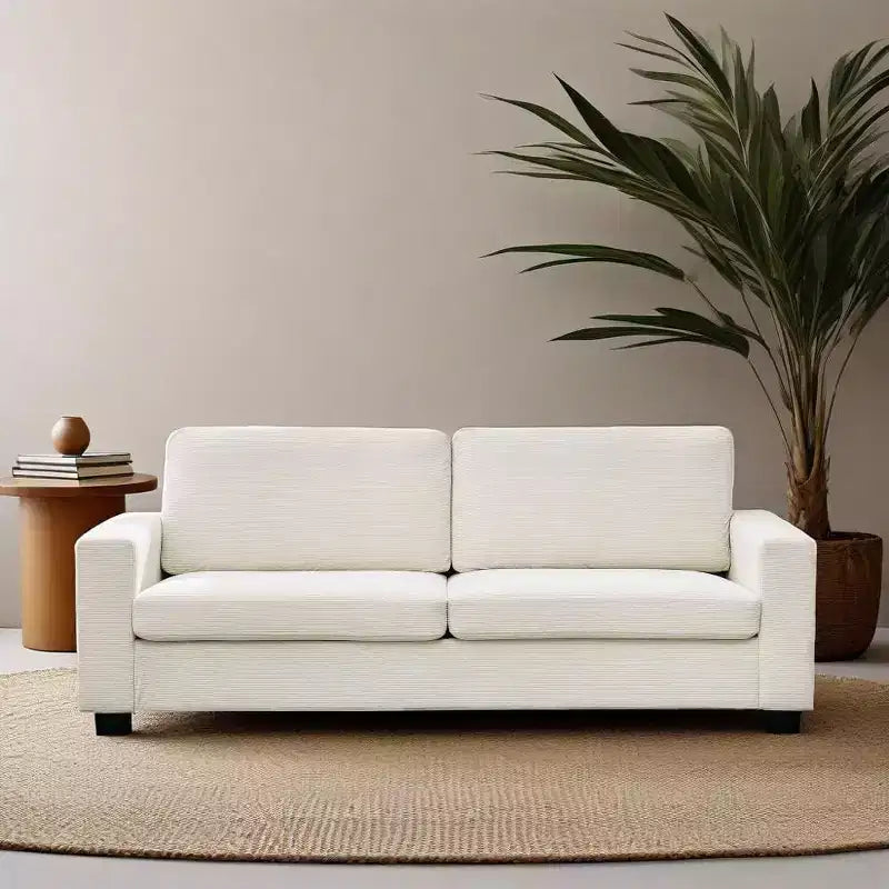 Modern 83 Comfy Corduroy Upholstered Couches Sofa with Armrests, Sturdy Structure Cloud Couch with Deep Seat for Living Room and Apartment, Beig