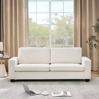 Canapé moderne 83" en velours côtelé avec accoudoirs, canapé nuage robuste avec assise profonde pour salon et appartement, beige