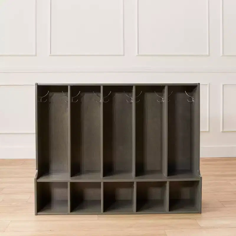 Portemanteau-vestiaire 5 sections avec banc et 5 bacs avant évidés pour tout-petits ECR4Kids Streamline