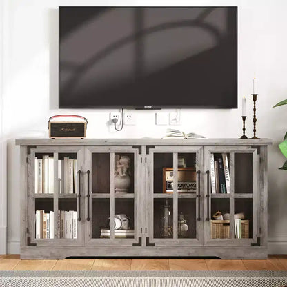 AMERLIFE 63 Buffet de Ferme, Meuble de Rangement en Bois avec Portes Vitrées, Étagères, Rangement pour Salon, Bar à Café