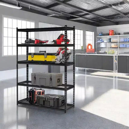Étagères de rangement de garage TROPOW, étagères utilitaires à 5 niveaux, étagère de rangement de garage en métal réglable, étagère utilitaire industrielle pour sous-sol et entrepôt