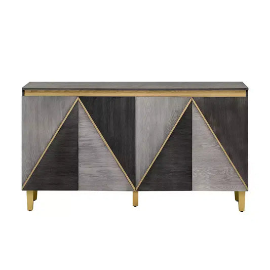Luxystar Sideboard Buffet Cabinet with Storage Adjustable Shelves and 4 Two-Tone Doors, Light and Dark Gray