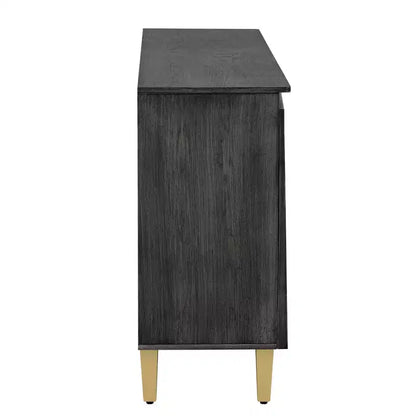 Luxystar Buffet de cuisine avec rangement, étagères réglables et 4 portes bicolores, gris clair et gris foncé