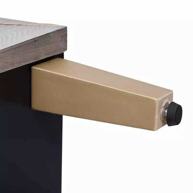Luxystar Buffet de cuisine avec rangement, étagères réglables et 4 portes bicolores, gris clair et gris foncé
