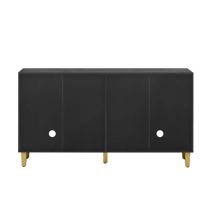 Luxystar Buffet de cuisine avec rangement, étagères réglables et 4 portes bicolores, gris clair et gris foncé