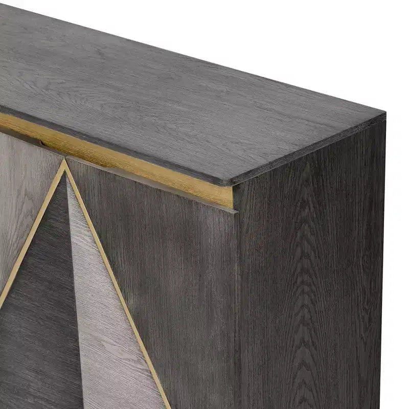 Luxystar Buffet de cuisine avec rangement, étagères réglables et 4 portes bicolores, gris clair et gris foncé
