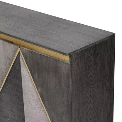 Luxystar Buffet de cuisine avec rangement, étagères réglables et 4 portes bicolores, gris clair et gris foncé
