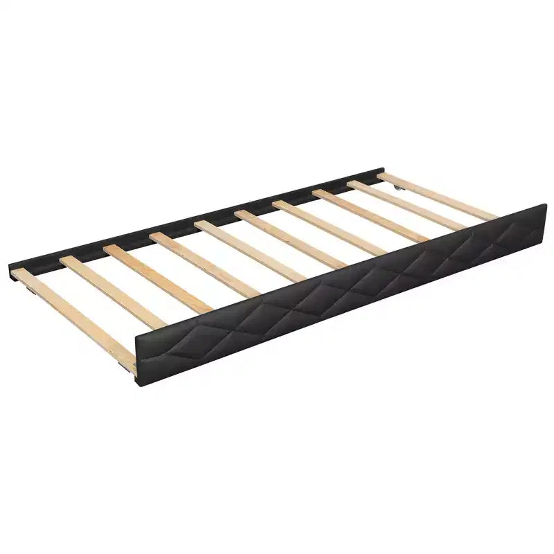 Lit de repos rembourré Whisen Full XL avec lit gigogne, canapé-lit, lit d'appoint avec cadre en bois de pin massif, cuir PU, accoudoirs capitonnés