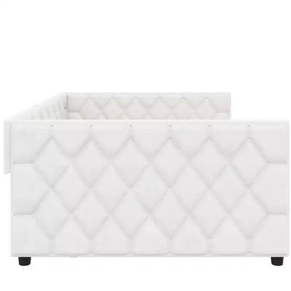 Lit de repos rembourré Whisen Full XL avec lit gigogne, canapé-lit, lit d'appoint avec cadre en bois de pin massif, cuir PU, accoudoirs capitonnés