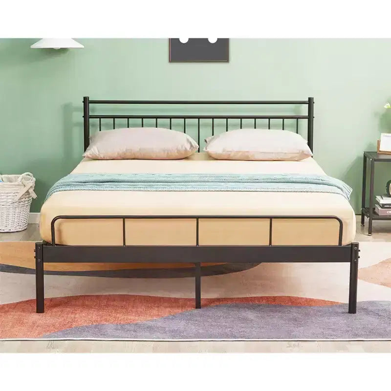 Cadre de Lit Queen Moderne en Acier Luna Garden Elements, Cadre Noir pour Matelas Queen Size