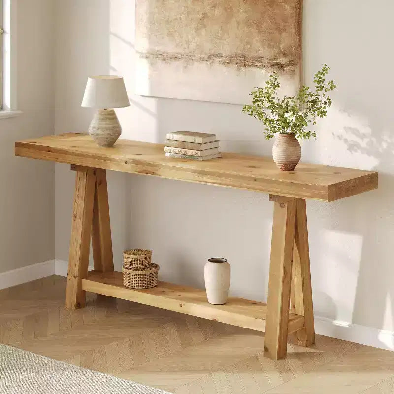 Lantine 70.9-inch Console en bois massif, table de canapé style ferme pour entrée, salon, couloir, hall d'entrée