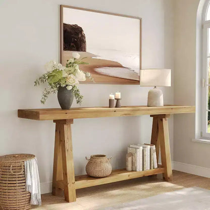 Lantine 70.9-inch Console en bois massif, table de canapé style ferme pour entrée, salon, couloir, hall d'entrée