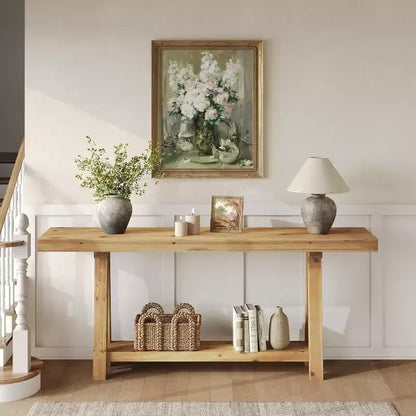 Lantine 70.9-inch Console en bois massif, table de canapé style ferme pour entrée, salon, couloir, hall d'entrée