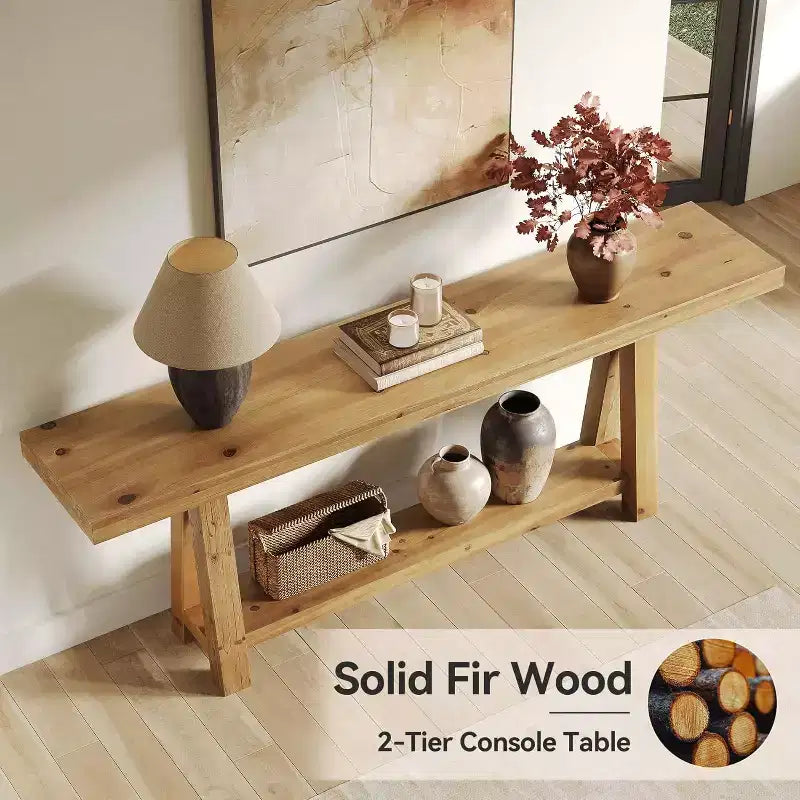 Lantine 70.9-inch Console en bois massif, table de canapé style ferme pour entrée, salon, couloir, hall d'entrée