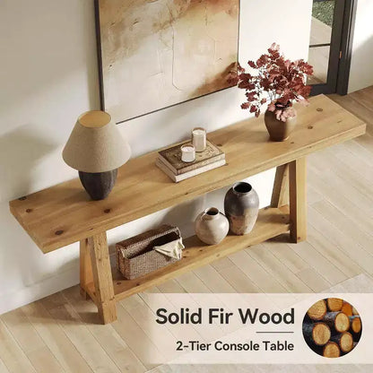 Lantine 70.9-inch Console en bois massif, table de canapé style ferme pour entrée, salon, couloir, hall d'entrée