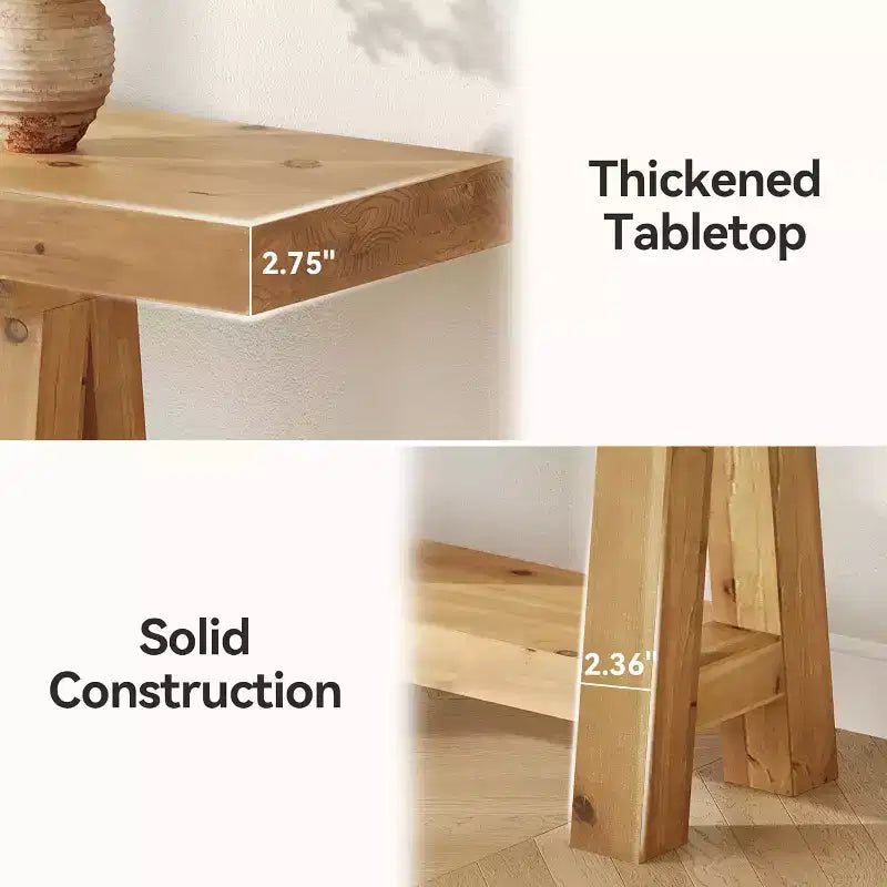 Lantine 70.9-inch Console en bois massif, table de canapé style ferme pour entrée, salon, couloir, hall d'entrée