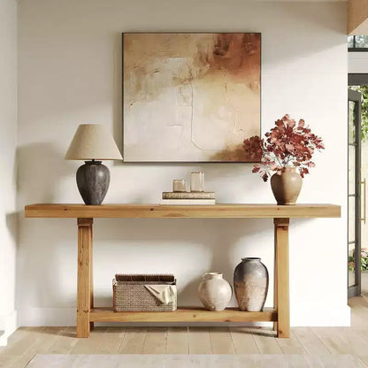 Lantine 70.9-inch Console en bois massif, table de canapé style ferme pour entrée, salon, couloir, hall d'entrée