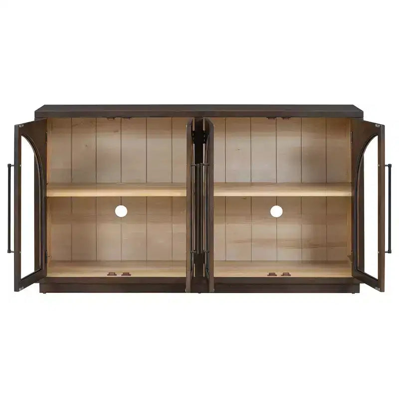 Bahut buffet à 4 portes Luxystar avec grand espace de rangement, portes vitrées et étagères réglables pour salle à manger et salon, expresso