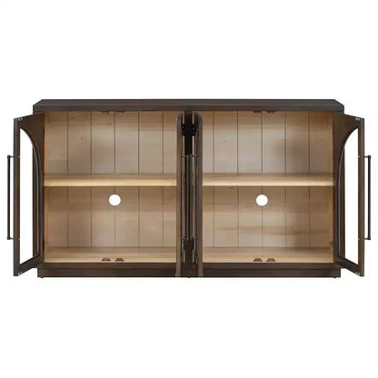 Bahut buffet à 4 portes Luxystar avec grand espace de rangement, portes vitrées et étagères réglables pour salle à manger et salon, expresso