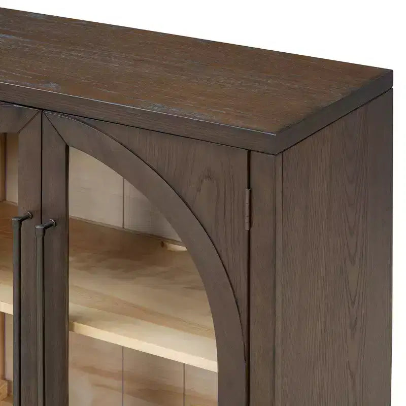 Bahut buffet à 4 portes Luxystar avec grand espace de rangement, portes vitrées et étagères réglables pour salle à manger et salon, expresso