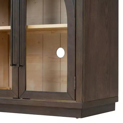 Bahut buffet à 4 portes Luxystar avec grand espace de rangement, portes vitrées et étagères réglables pour salle à manger et salon, expresso