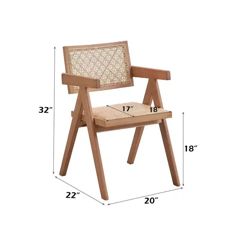 Ensemble de salle à manger GDFStudio Stilwell moderne 6 pièces en bois et rotin rembourré