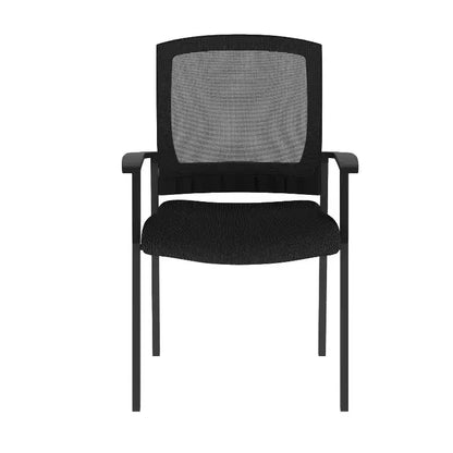 Chaise d'appoint empilable en maille noire HERCULES de qualité commerciale avec accoudoirs et cadre en acier noir thermolaqué de Flash Furniture