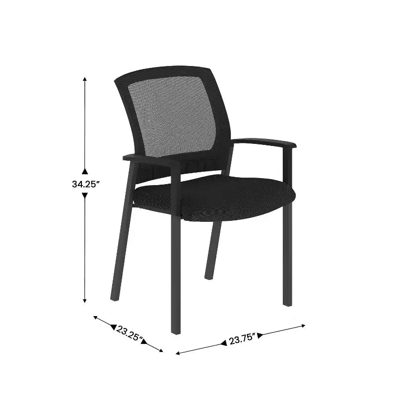 Chaise d'appoint empilable en maille noire HERCULES de qualité commerciale avec accoudoirs et cadre en acier noir thermolaqué de Flash Furniture