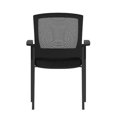 Chaise d'appoint empilable en maille noire HERCULES de qualité commerciale avec accoudoirs et cadre en acier noir thermolaqué de Flash Furniture