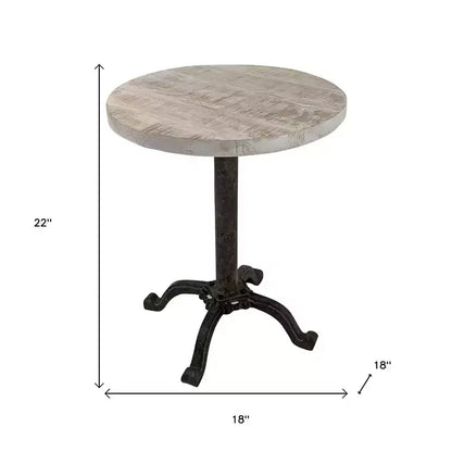 HomeRoots Table d'appoint ronde à piédestal réglable en hauteur en bois massif et métal naturel et noir 22