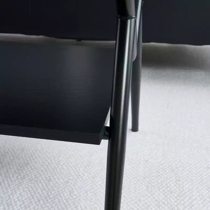 Table basse moderne GDFStudio Sardis avec plateau en verre trempé et étagère en bois