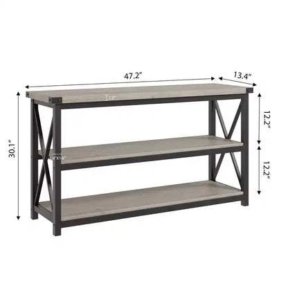 Table d'entrée rustique de 47 pouces, Table de couloir de ferme, Consoles pour entrée, Tables basses à 3 niveaux pour salon, Table d'entrée industrielle
