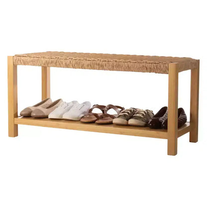 Banc Alaterre Furniture avec assise en corde tressée à la main - Banc en bois Newport de 101,6 cm avec étagère de rangement pour entrée ou chambre à coucher
