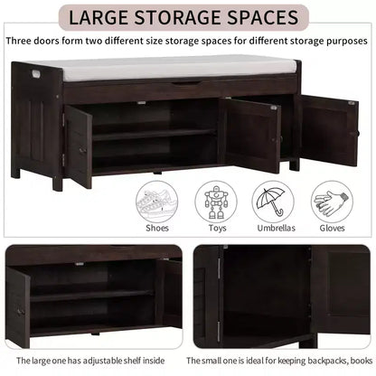 Banc à chaussures d'entrée GDFStudio Gavin 43,5 avec portes à persiennes et étagère réglable