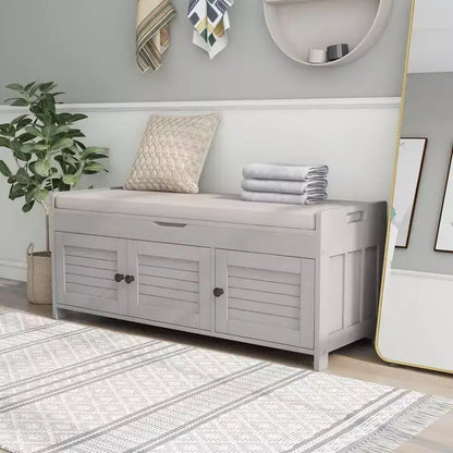 Banc à chaussures d'entrée GDFStudio Gavin 43,5 avec portes à persiennes et étagère réglable