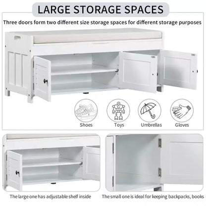 Banc à chaussures d'entrée GDFStudio Gavin 43,5 avec portes à persiennes et étagère réglable