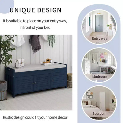 Banc à chaussures d'entrée GDFStudio Gavin 43,5 avec portes à persiennes et étagère réglable