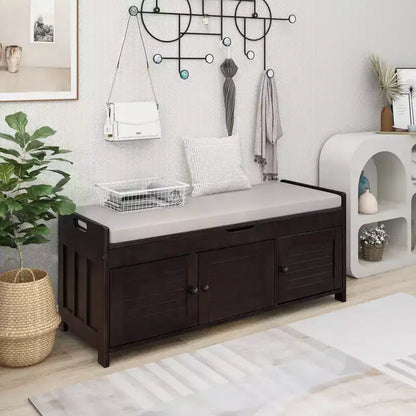Banc à chaussures d'entrée GDFStudio Gavin 43,5 avec portes à persiennes et étagère réglable