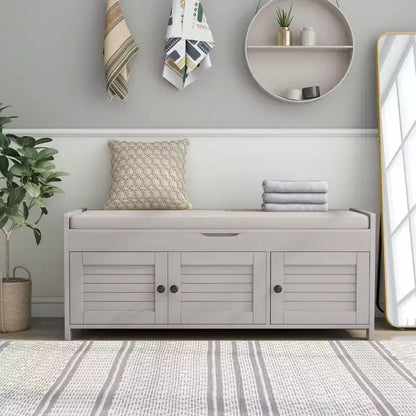 Banc à chaussures d'entrée GDFStudio Gavin 43,5 avec portes à persiennes et étagère réglable