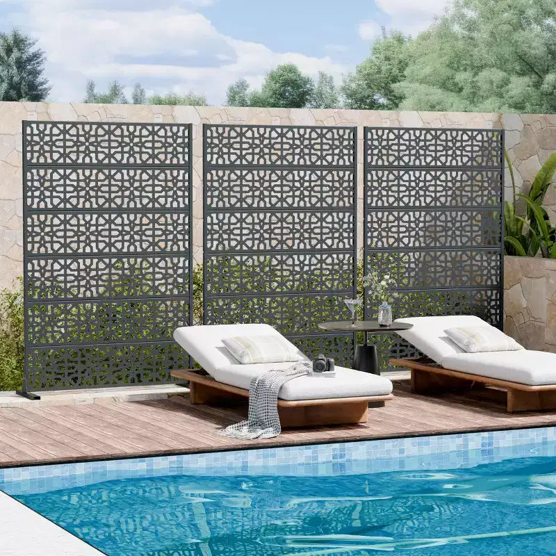 MAYEERTY 72x47 Gray Outdoor Natural Privacy Panel Screen, 6 Piece Set Natural Folding Divider for Backyard and Garden