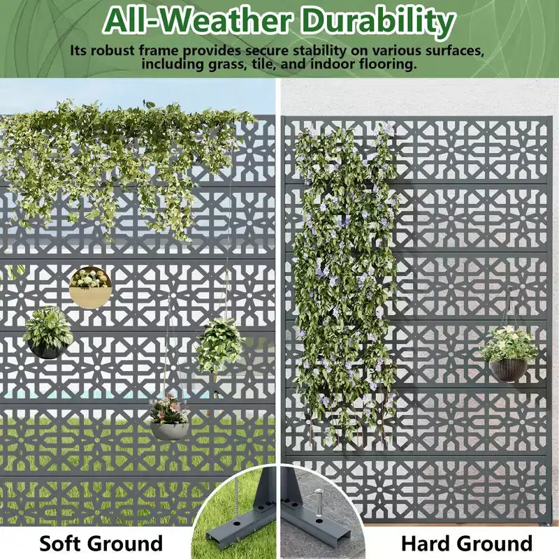 MAYEERTY 72x47 Écran de confidentialité extérieur gris, en 6 panneaux pliants, pour jardin et terrasse
