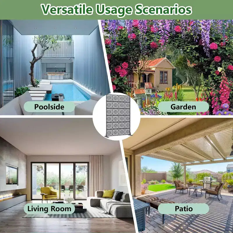 MAYEERTY 72x47 Écran de confidentialité extérieur gris, en 6 panneaux pliants, pour jardin et terrasse