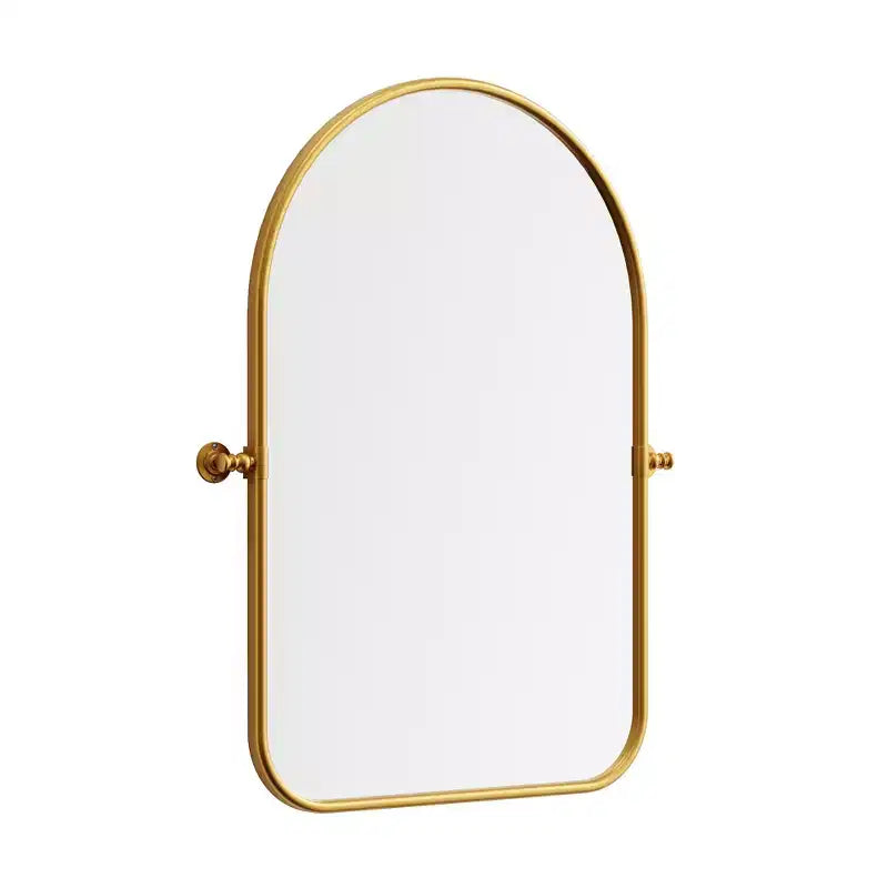 MAYEERTY Miroir suspendu en fer avec coins arrondis, arche, quincaillerie rotative argent-blanc 36x24x2 pouces