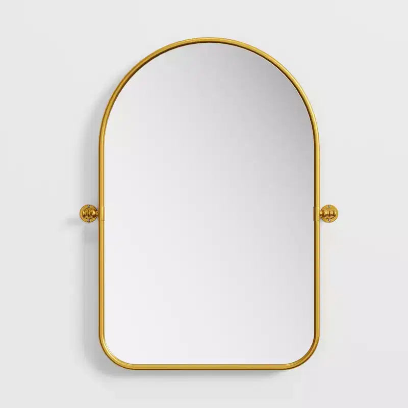 MAYEERTY Miroir suspendu en fer avec coins arrondis, arche, quincaillerie rotative argent-blanc 36x24x2 pouces