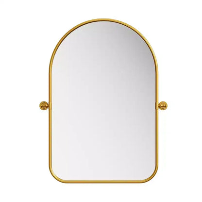 MAYEERTY Miroir suspendu en fer avec coins arrondis, arche, quincaillerie rotative argent-blanc 36x24x2 pouces